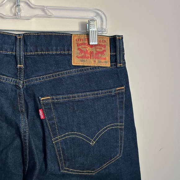 Levis 505 Regular Dark Wash Jeans Size 32x32 - Picture 5 of 9